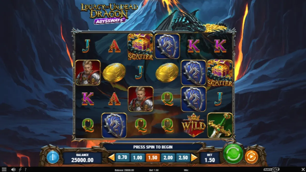 Tampilan visual naga undead dalam slot Legacy of Undead Dragon Abyssways
